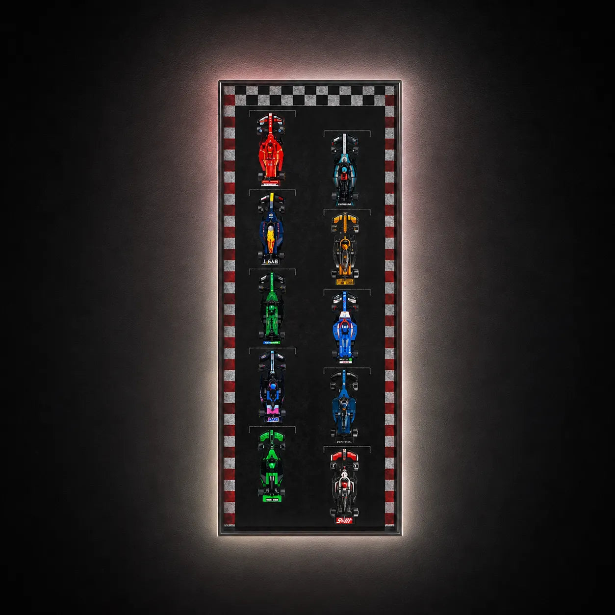 Wanddisplay für LEGO® Speed Champions F1 | 10 Fahrzeuge