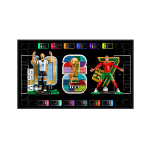 Wandrahmen für LEGO®  FIFA World Cup 2026 Emblem, Lionel Messi & Cristiano Ronaldo – Fußballlegenden (43032, 43015, 43016)