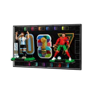 Wandrahmen für LEGO®  FIFA World Cup 2026 Emblem, Lionel Messi & Cristiano Ronaldo – Fußballlegenden (43032, 43015, 43016)