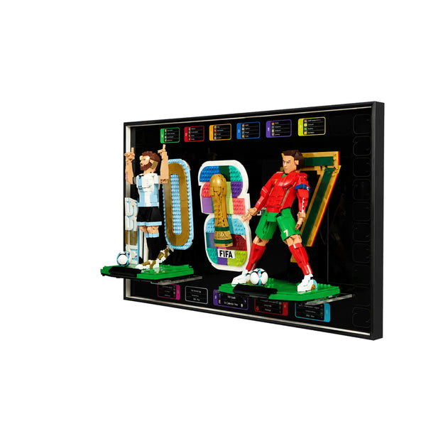 Wandrahmen für LEGO®  FIFA World Cup 2026 Emblem, Lionel Messi & Cristiano Ronaldo – Fußballlegenden (43032, 43015, 43016)