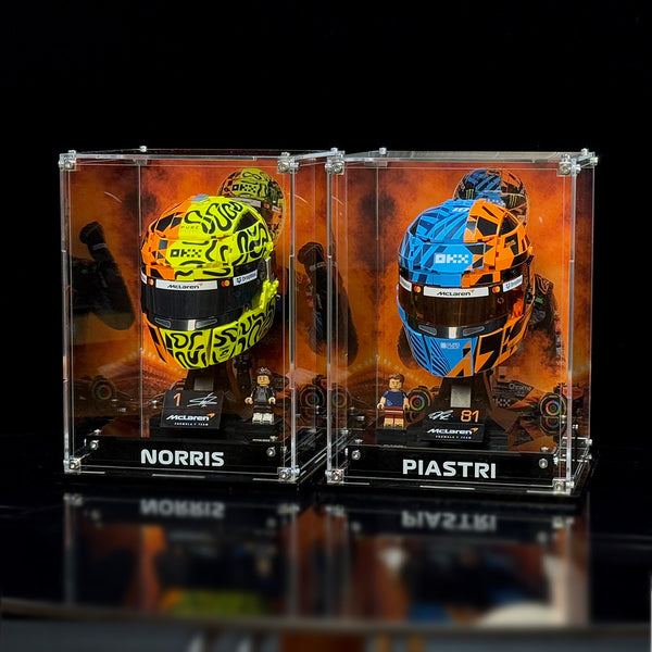 Acryl-Vitrine für LEGO® McLaren Mastercard F1® Team Oscar Piastri Helm/Lando Norris’ Helm 43017/43023