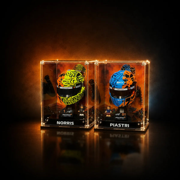 Acryl-Vitrine für LEGO® McLaren Mastercard F1® Team Oscar Piastri Helm/Lando Norris’ Helm 43017/43023