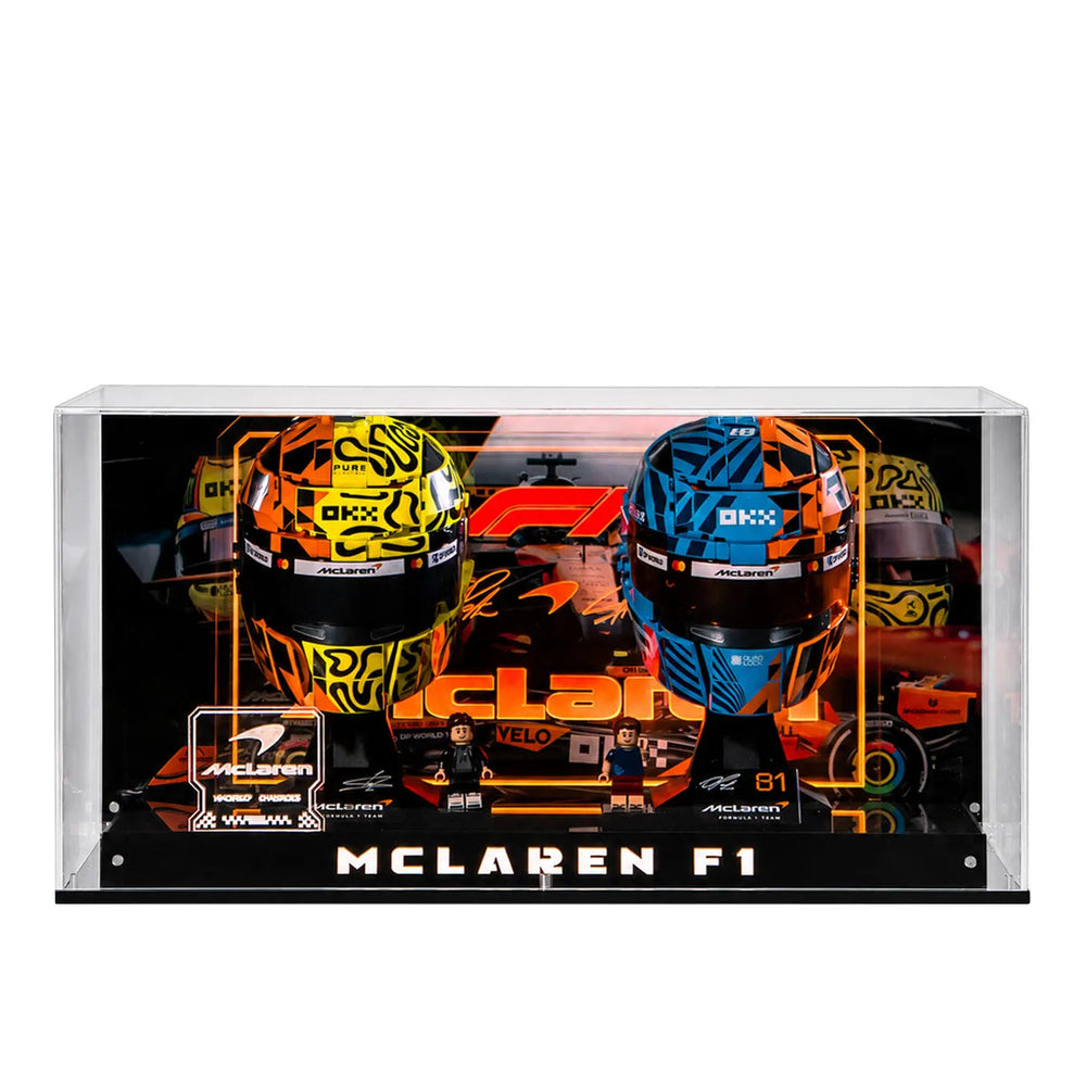 Acryl-Vitrine für LEGO® McLaren Mastercard F1® Team Lando Norris’ Helm Und Oscar Piastri Helm 43023/43017
