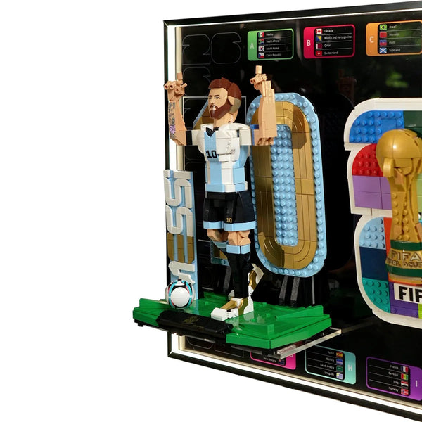 Wandrahmen für LEGO®  FIFA World Cup 2026 Emblem, Lionel Messi & Cristiano Ronaldo – Fußballlegenden (43032, 43015, 43016)