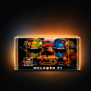 Acryl-Vitrine für LEGO® McLaren Mastercard F1® Team Lando Norris’ Helm Und Oscar Piastri Helm 43023/43017