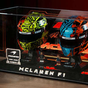 Acryl-Vitrine für LEGO® McLaren Mastercard F1® Team Lando Norris’ Helm Und Oscar Piastri Helm 43023/43017