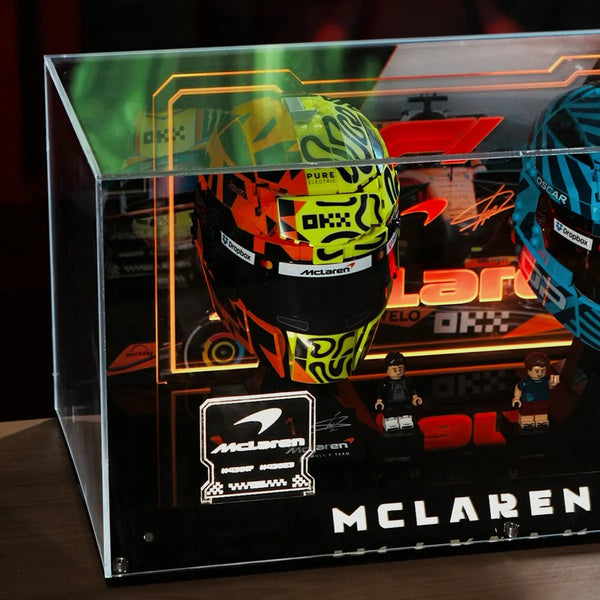 Acryl-Vitrine für LEGO® McLaren Mastercard F1® Team Lando Norris’ Helm Und Oscar Piastri Helm 43023/43017