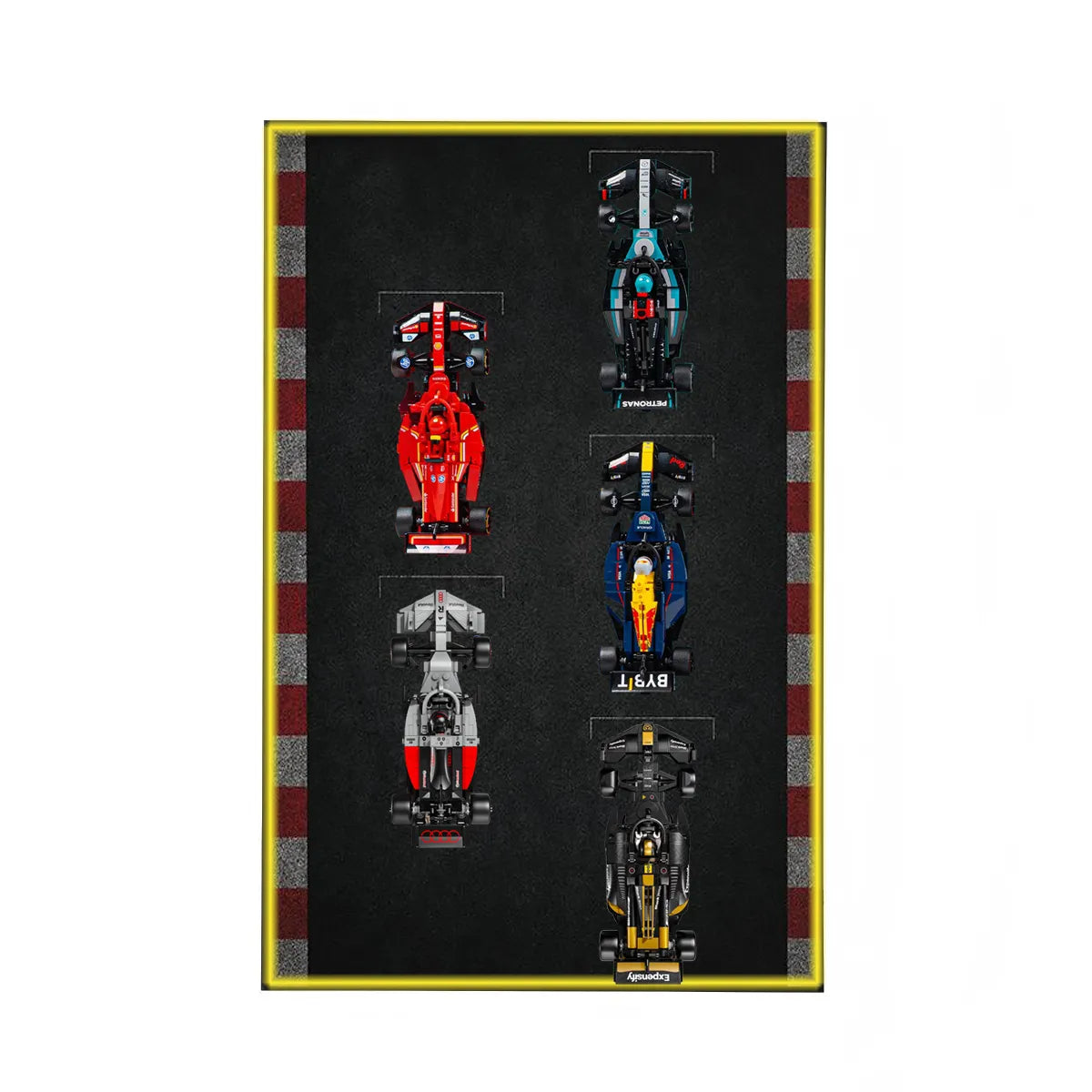 Wanddisplay für LEGO® Speed Champions F1 | 5 Fahrzeuge