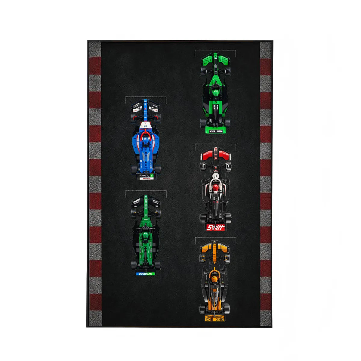 Wanddisplay für LEGO® Speed Champions F1 | 5 Fahrzeuge