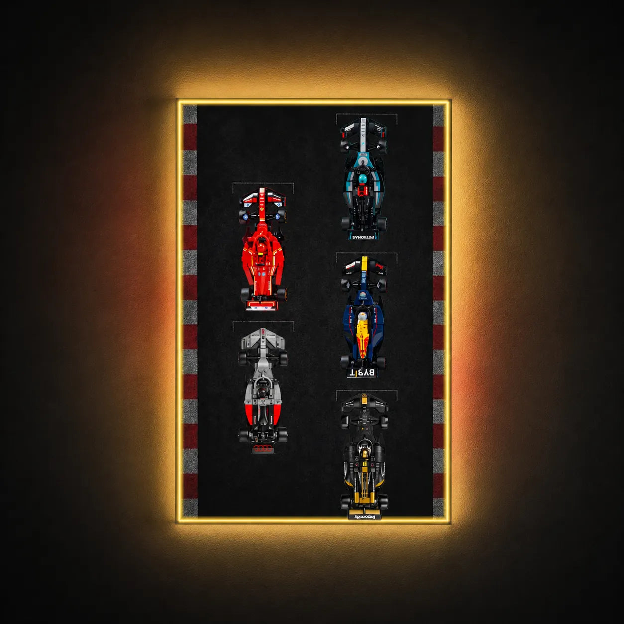 Wanddisplay für LEGO® Speed Champions F1 | 5 Fahrzeuge