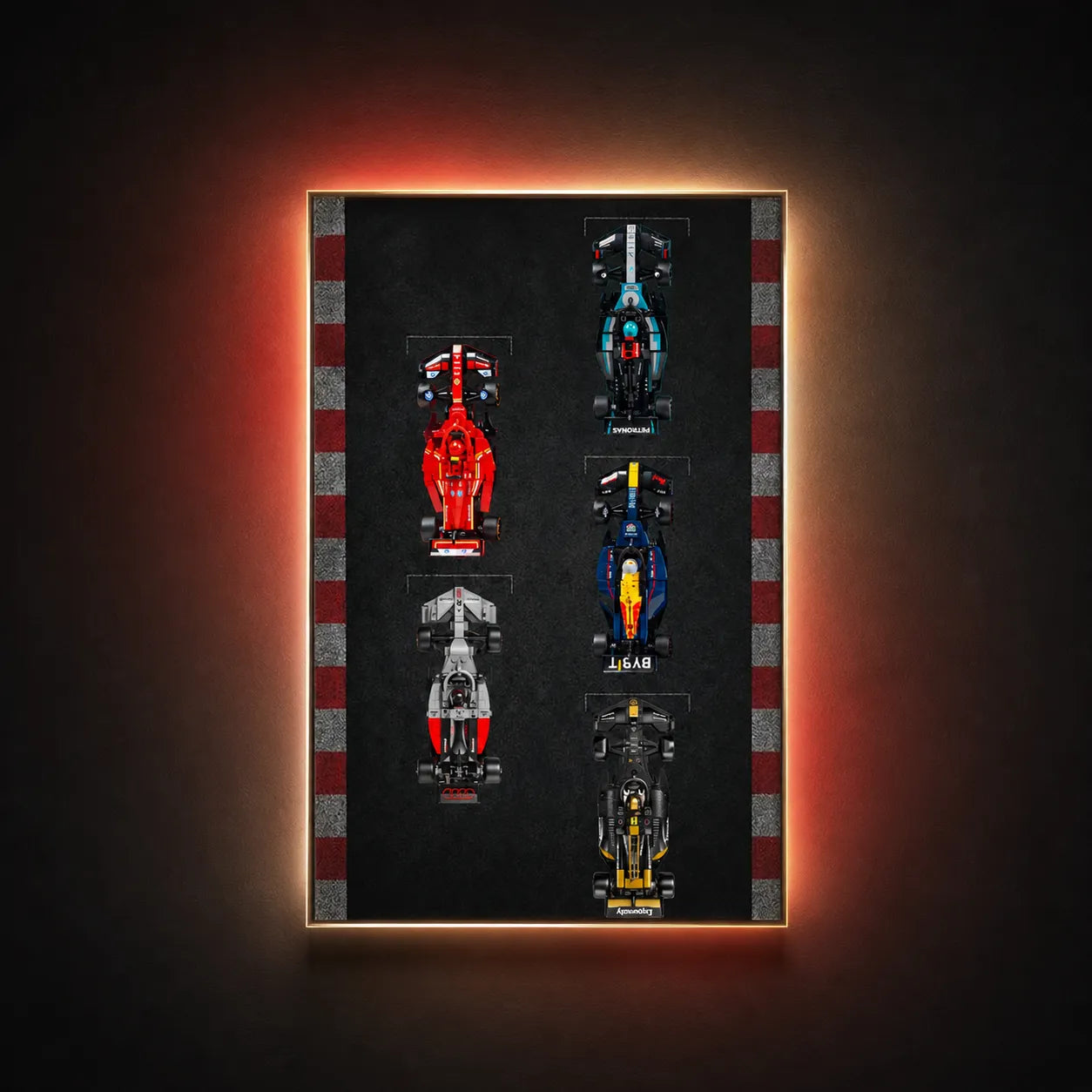 Wanddisplay für LEGO® Speed Champions F1 | 5 Fahrzeuge