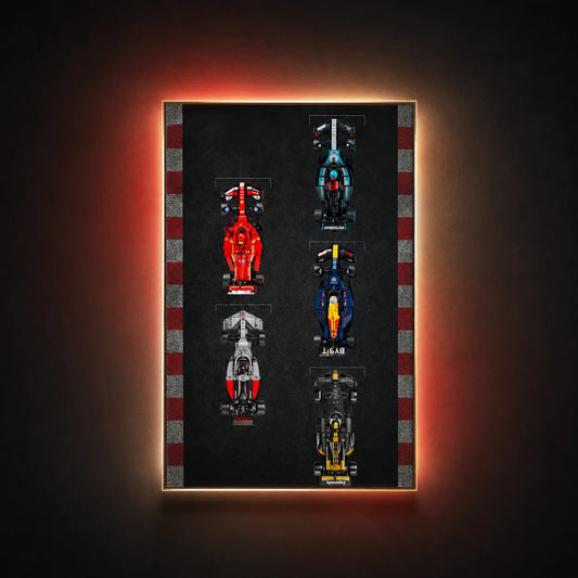 Wanddisplay für LEGO® Speed Champions F1 | 5 Fahrzeuge