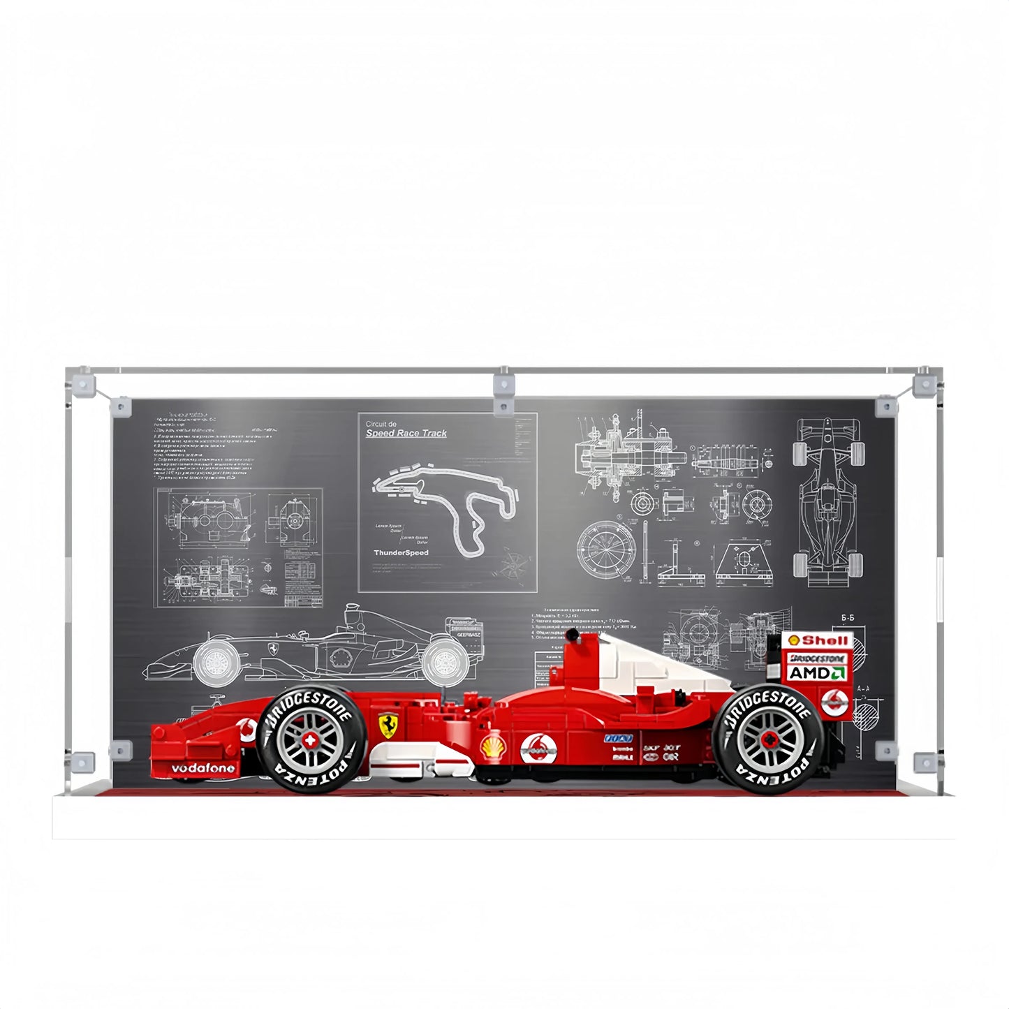 Acryl-Vitrine für LEGO® Icons Ferrari F2004 und Michael Schumacher 11375