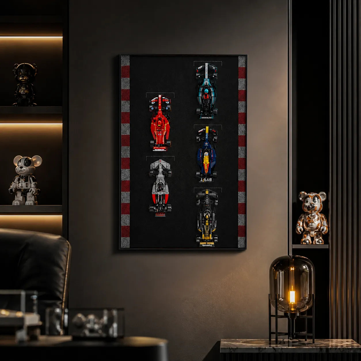 Wanddisplay für LEGO® Speed Champions F1 | 5 Fahrzeuge