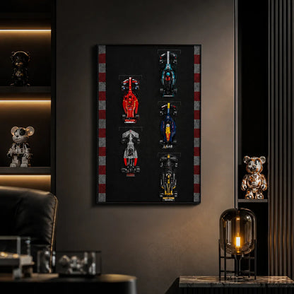 Wanddisplay für LEGO® Speed Champions F1 | 5 Fahrzeuge