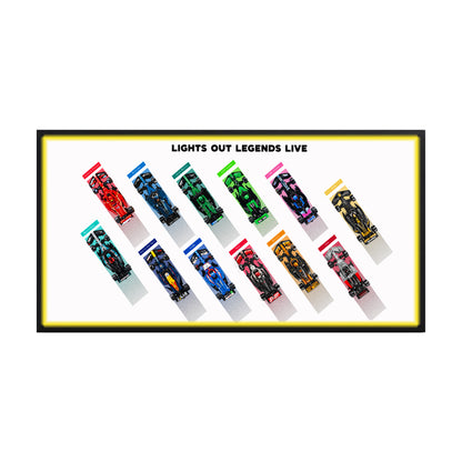 Wandrahmen für LEGO® Speed Champions F1 Kollektion | 12 Fahrzeuge | Legends Live | Weiß | 110 x 50 cm
