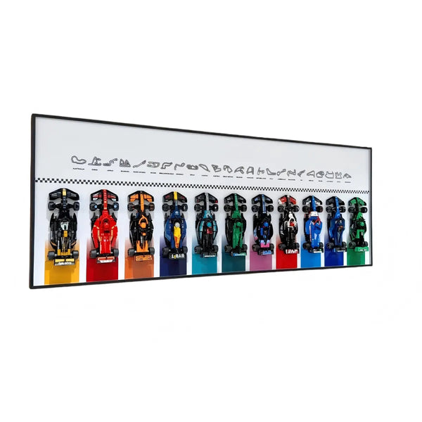 Wandrahmen für LEGO® Speed Champions F1 Kollektion – für 11 Fahrzeuge (Weiß)