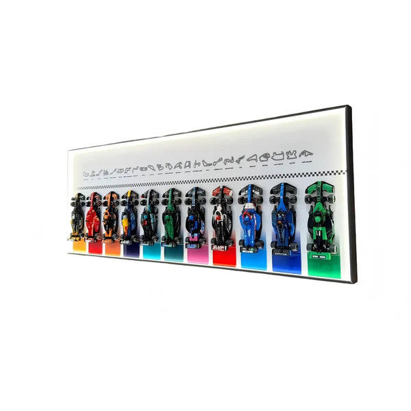 Wandrahmen für LEGO® Speed Champions F1 Kollektion – für 11 Fahrzeuge (Weiß)