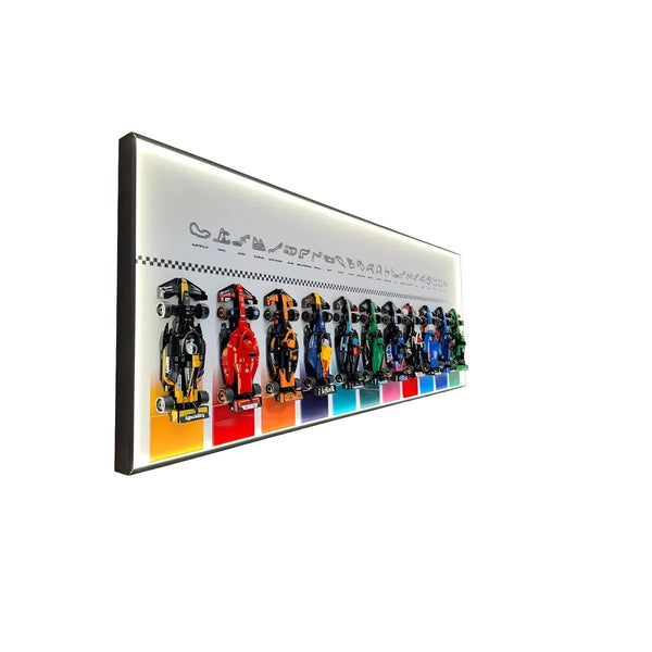 Wandrahmen für LEGO® Speed Champions F1 Kollektion – für 11 Fahrzeuge (Weiß)
